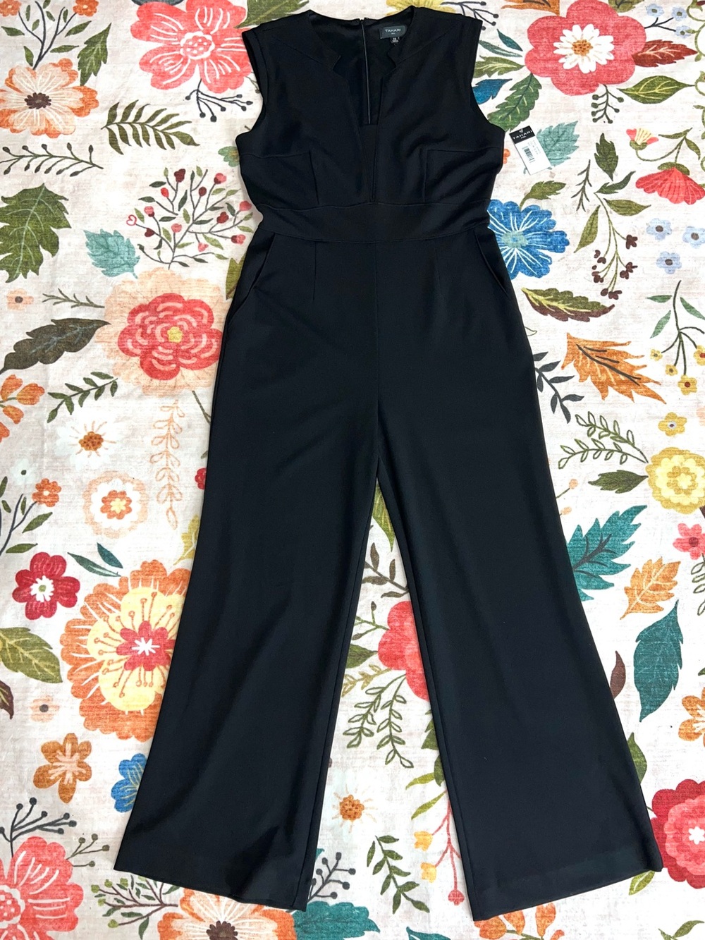 Tahari ASL Black Sleeveless Wide-Leg Jumpsuit